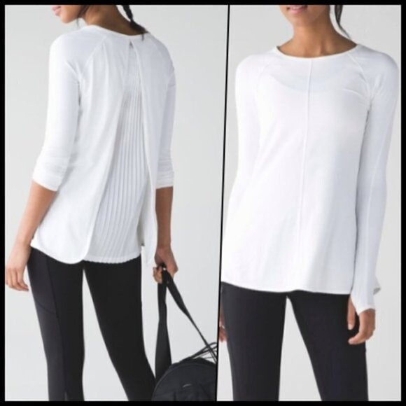 Lululemon Pleated Back Folwy Relaxed Long Sleeve White size 4  NWOT - Picture 1 of 8